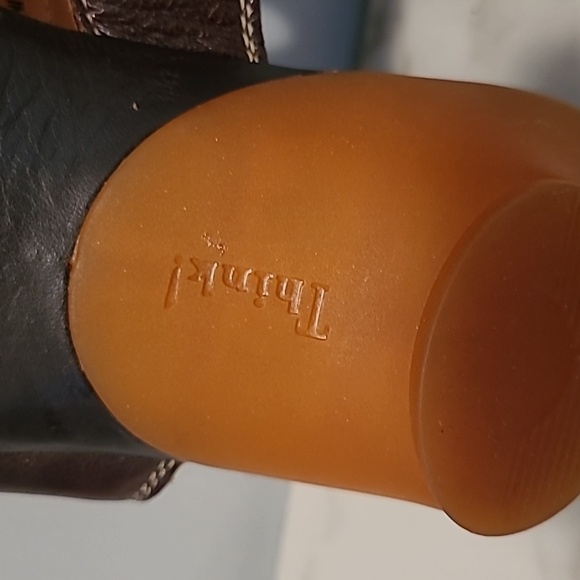 Think! Brown Burnt Orange Leather Sandals with Curved Straps EU 38 US 7.5 Boho - Picture 9 of 12